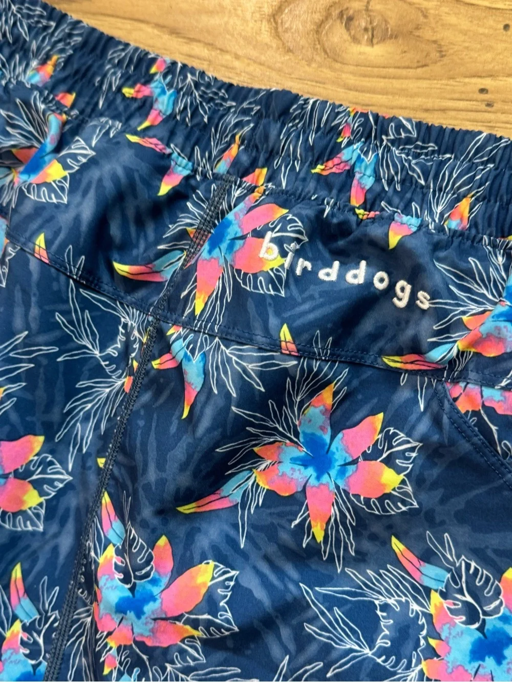 Birddogs Navy Floral Swim Shorts with Pink & Turquoise Accents